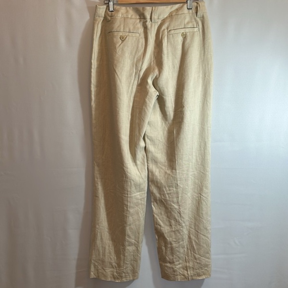 Merona Womens 100% Linen Pants Wide Leg Lined Size 8 Career Business Casual Tan - Picture 3 of 13
